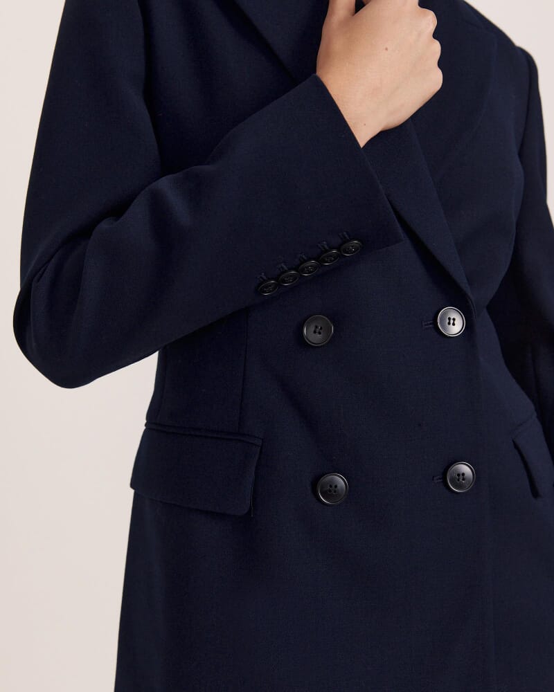 Celeste Wool Double Breasted Blazer in FRENCH NAVY