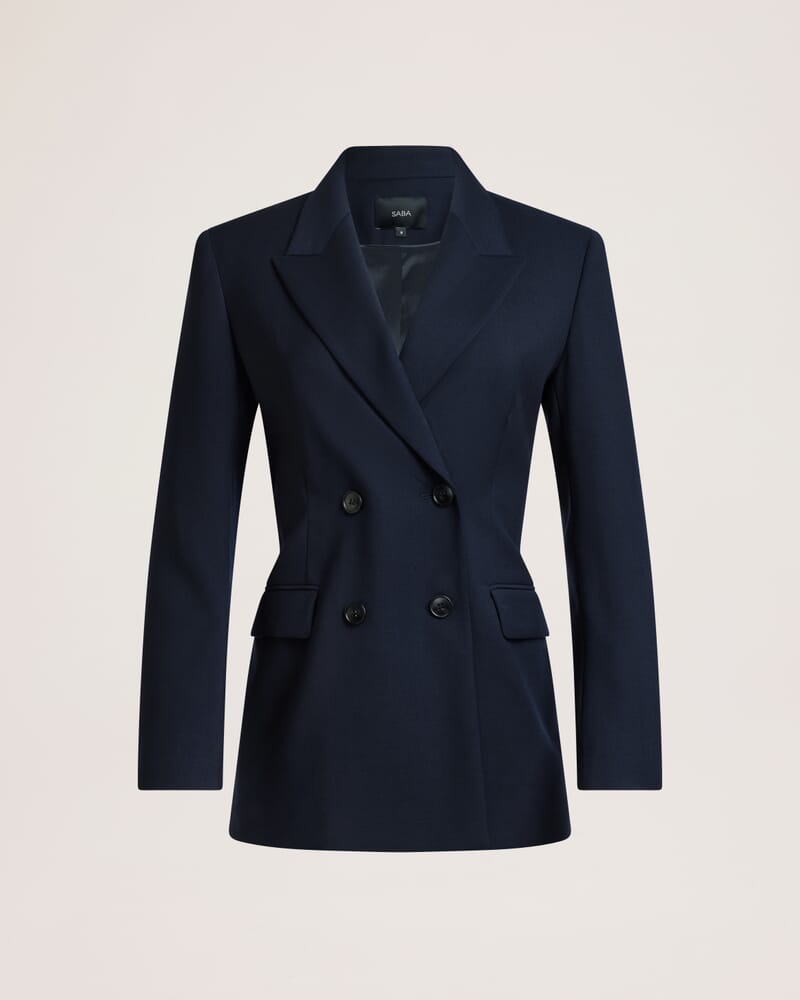 Celeste Wool Double Breasted Blazer in FRENCH NAVY