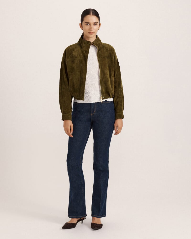 Sloane Suede Jacket in KHAKI
