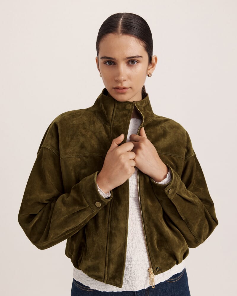 Sloane Suede Jacket in KHAKI