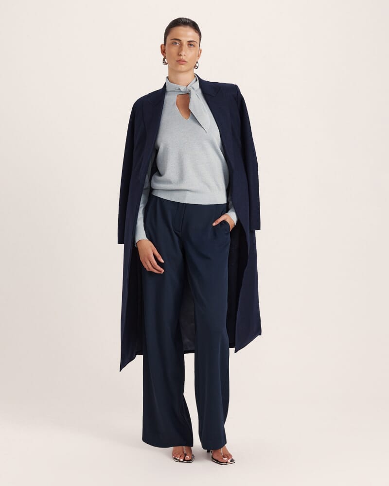 Karla Wool Long Coat in MIDNIGHT