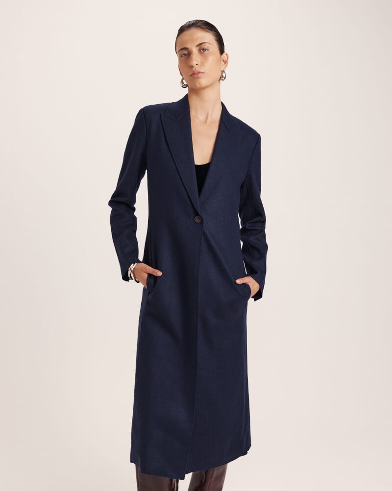 Karla Wool Long Coat in MIDNIGHT
