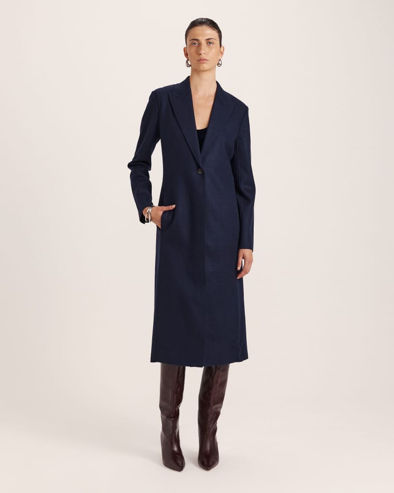 Karla Wool Long Coat in MIDNIGHT