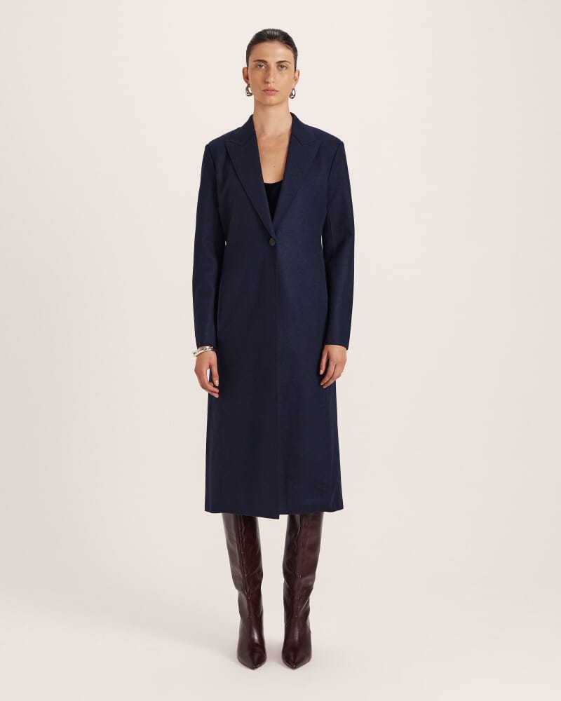 Karla Wool Long Coat in MIDNIGHT