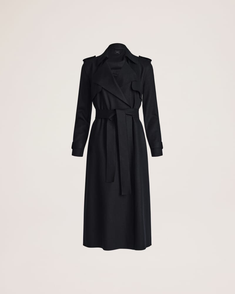 Karla Wool Longline Trench Coat in BLACK