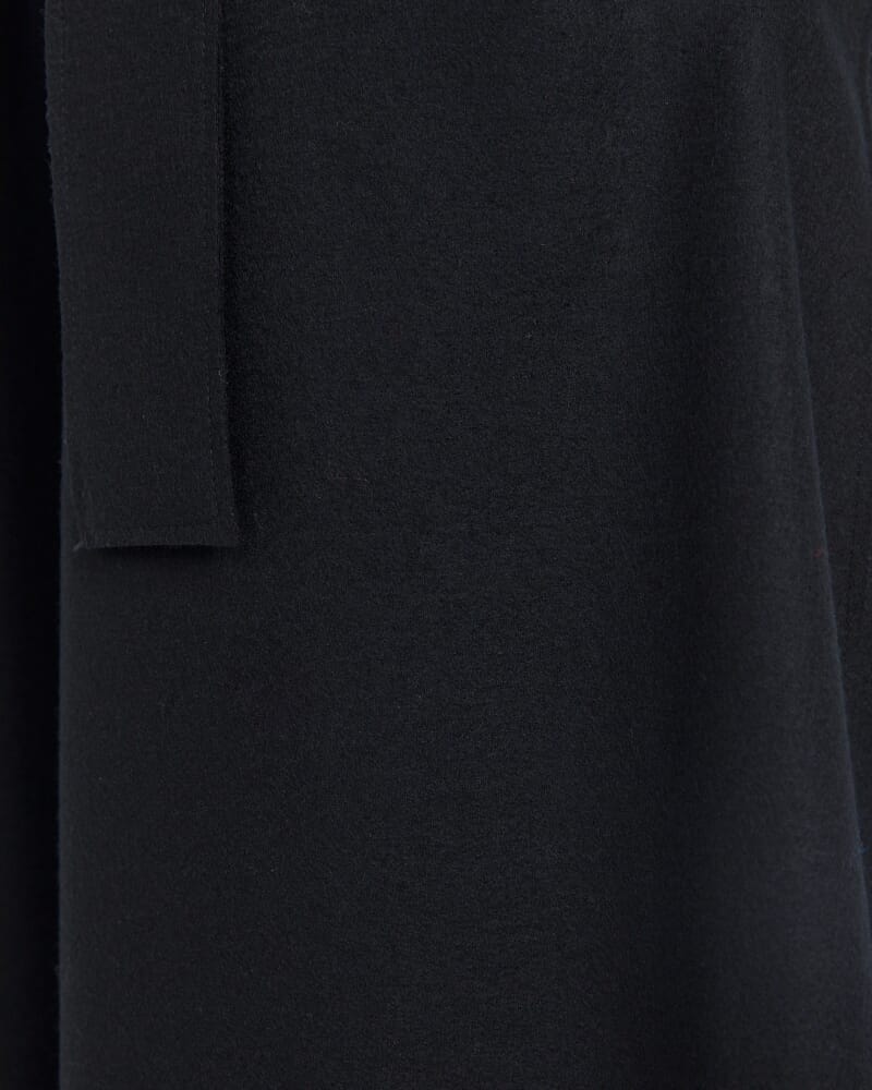 Karla Wool Longline Trench Coat in BLACK