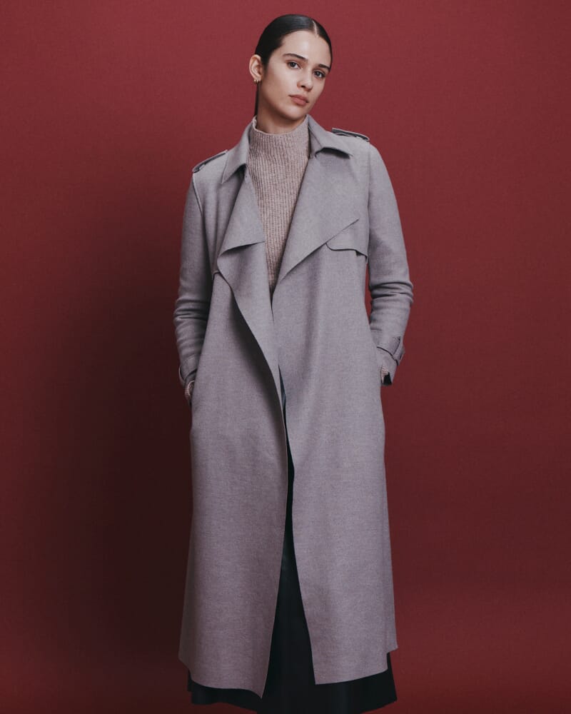 Karla Wool Longline Trench Coat in MINK