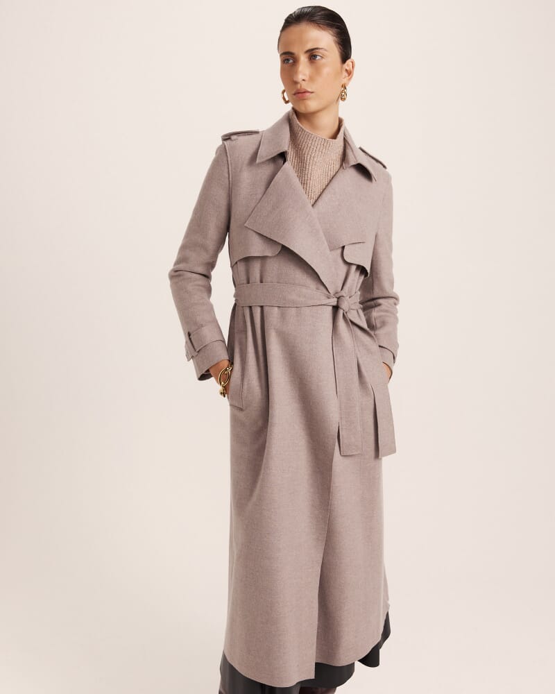 Karla Wool Longline Trench Coat in MINK
