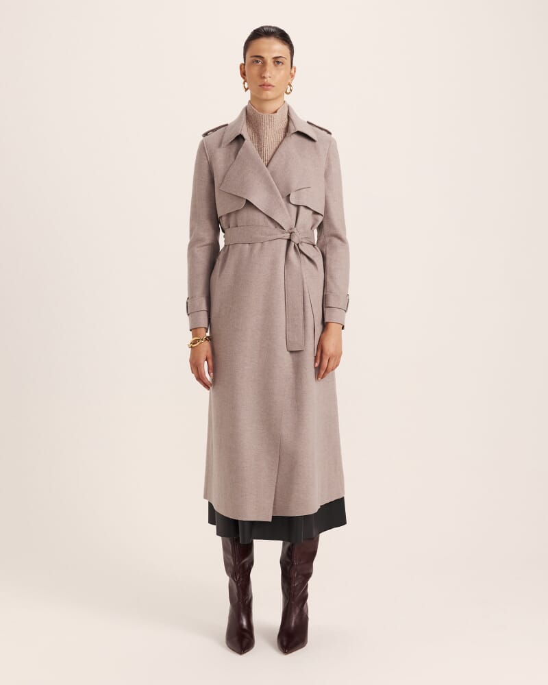 Karla Wool Longline Trench Coat in MINK