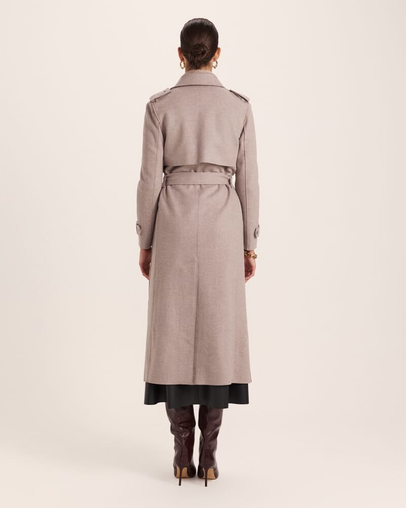 Karla Wool Longline Trench Coat in MINK