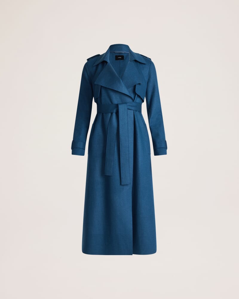 Karla Wool Longline Trench Coat in PEACOCK