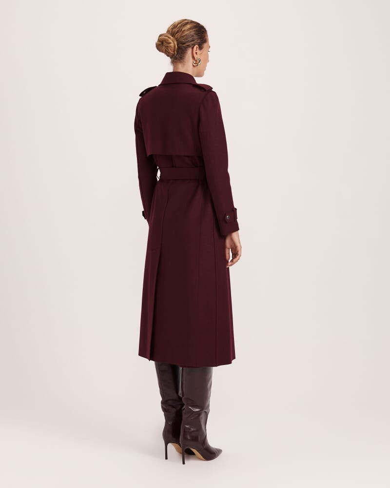 Karla Wool Longline Trench Coat in PLUM