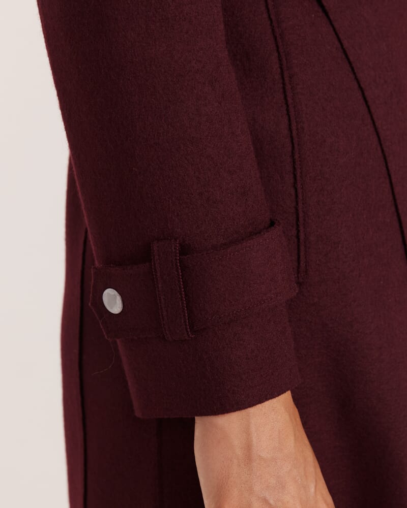 Karla Wool Longline Trench Coat in PLUM