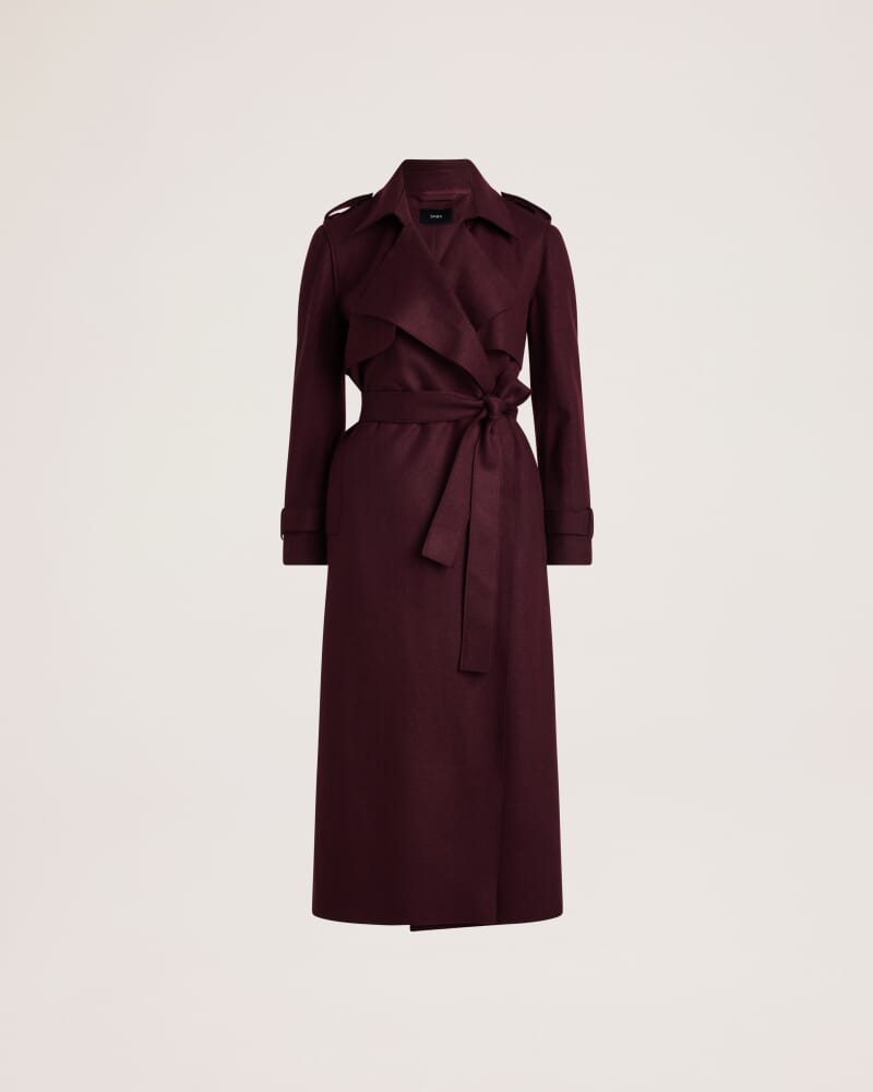Karla Wool Longline Trench Coat in PLUM