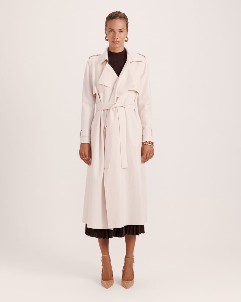 Karla Wool Longline Trench Coat in SOFT STONE