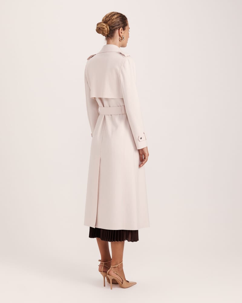 Karla Wool Longline Trench Coat in SOFT STONE
