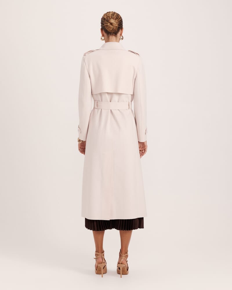 Karla Wool Longline Trench Coat in SOFT STONE
