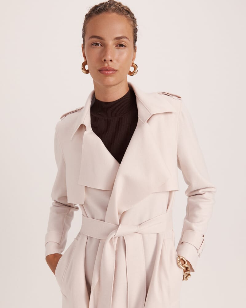 Karla Wool Longline Trench Coat in SOFT STONE