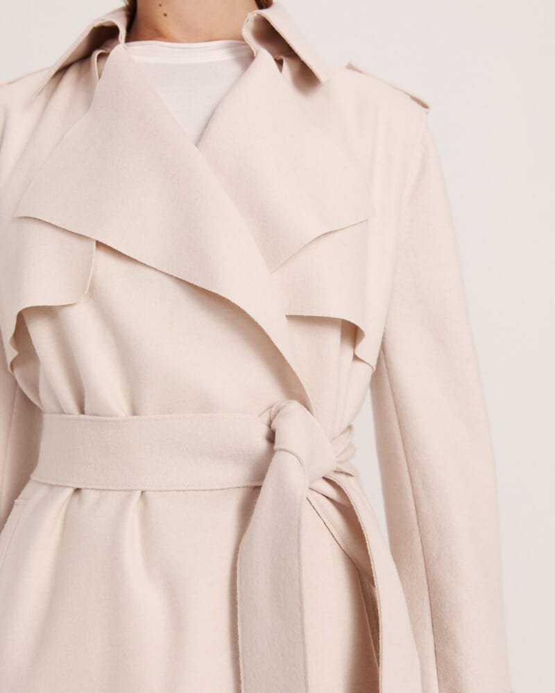 Karla Wool Longline Trench Coat in SOFT STONE