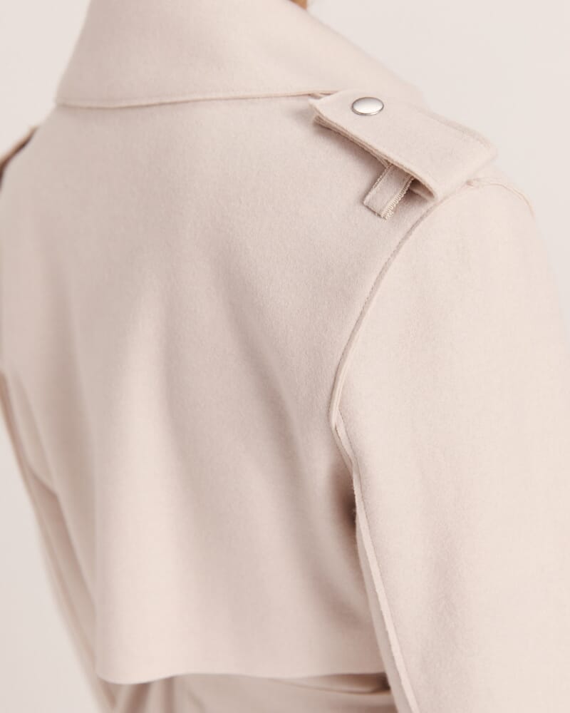 Karla Wool Longline Trench Coat in SOFT STONE