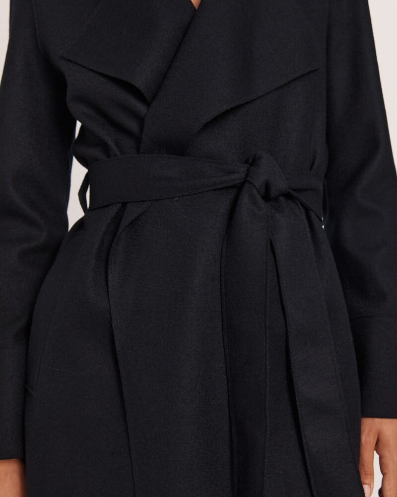 Karla Wool Short Trench in BLACK