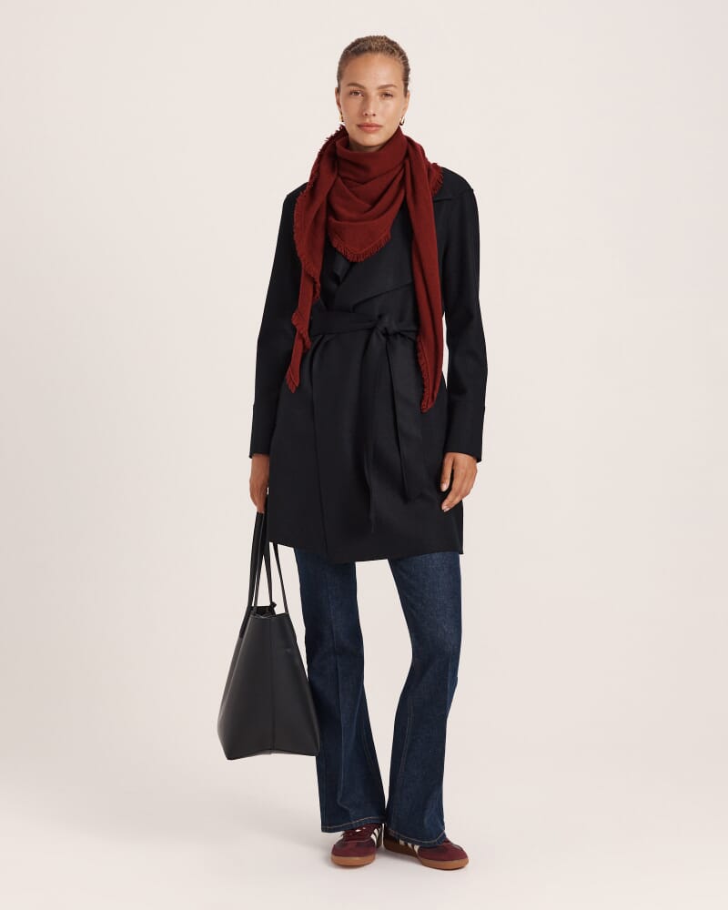 Karla Wool Short Trench in BLACK