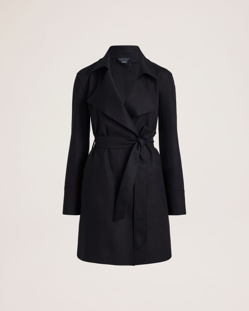 Karla Wool Short Trench in BLACK