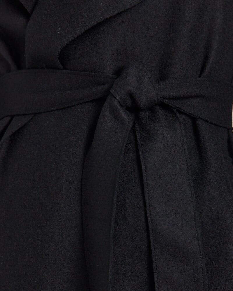 Karla Wool Short Trench in BLACK