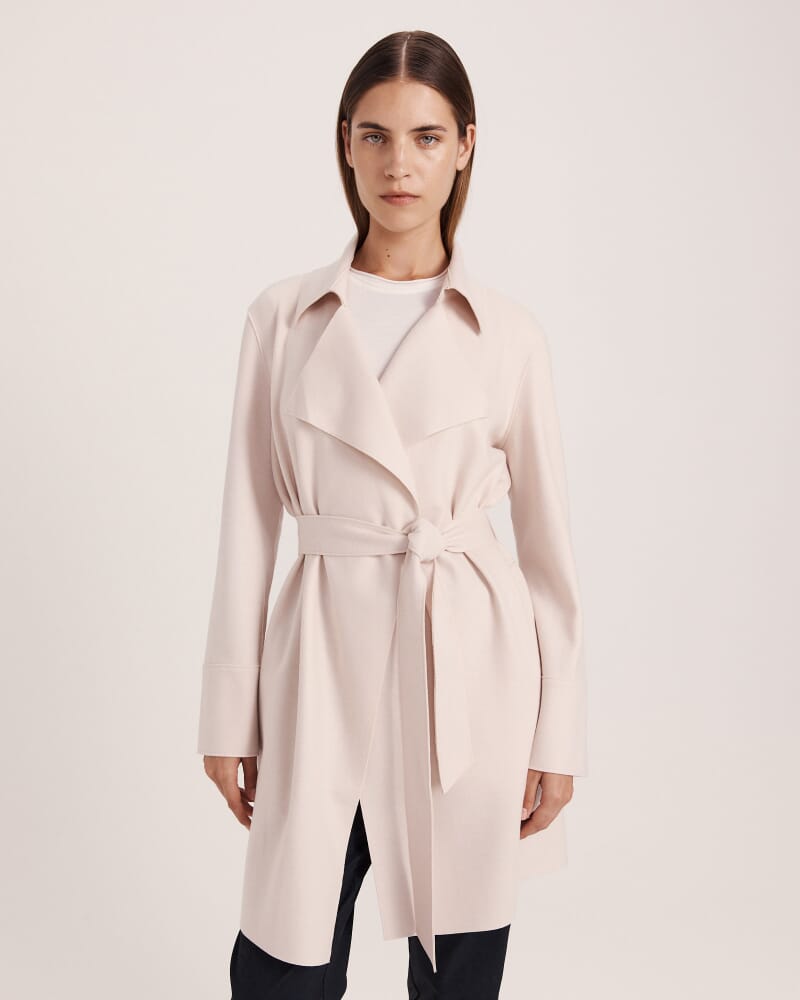Karla Wool Short Trench in SOFT STONE