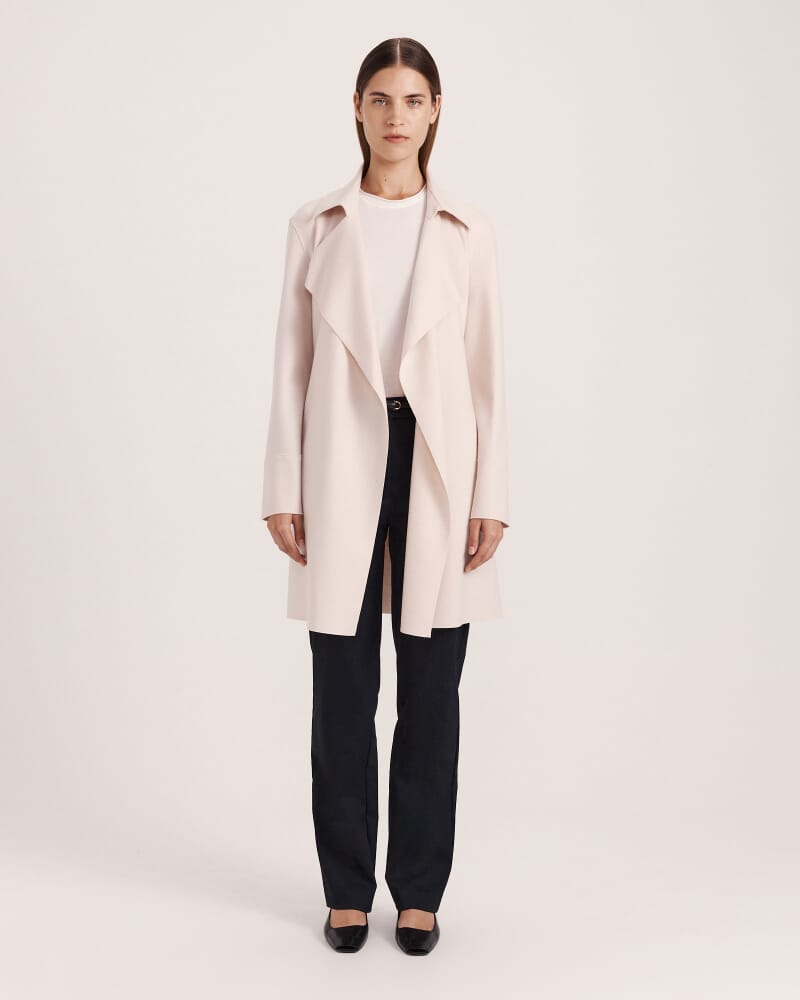 Karla Wool Short Trench in SOFT STONE