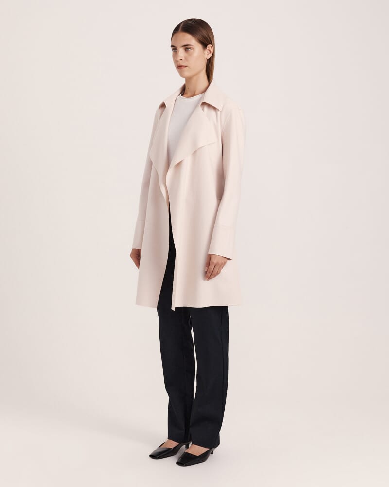 Karla Wool Short Trench in SOFT STONE