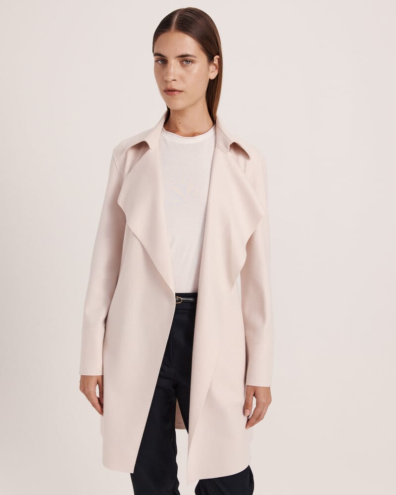 Karla Wool Short Trench in SOFT STONE