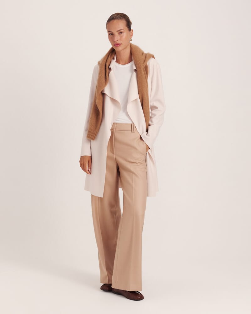 Karla Wool Short Trench in SOFT STONE