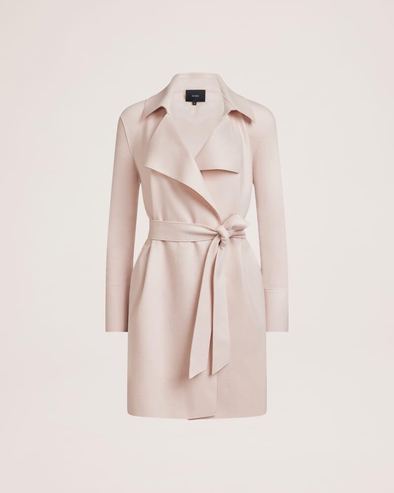Karla Wool Short Trench in SOFT STONE