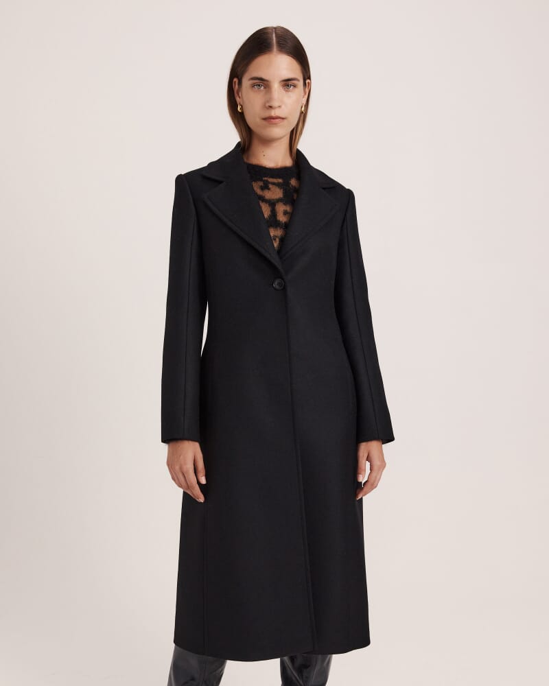 Prudence Wool Long Coat in BLACK