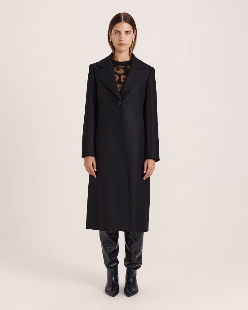 Prudence Wool Long Coat in BLACK