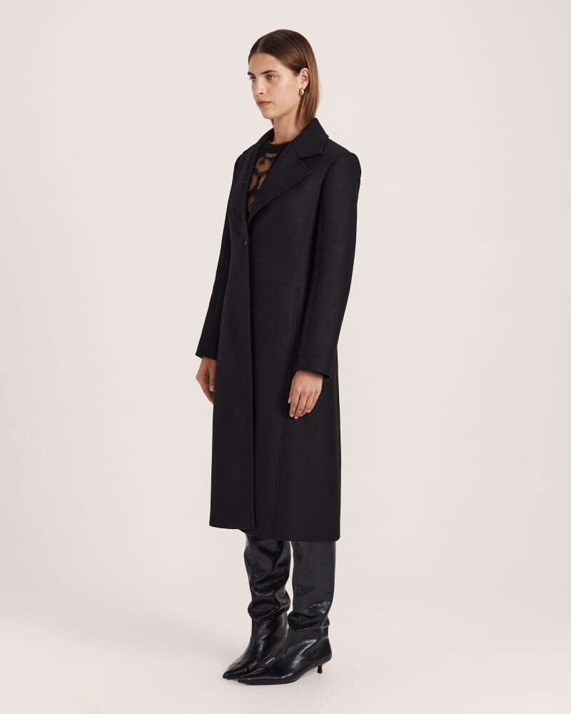 Prudence Wool Long Coat in BLACK