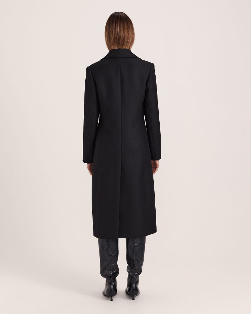 Prudence Wool Long Coat in BLACK