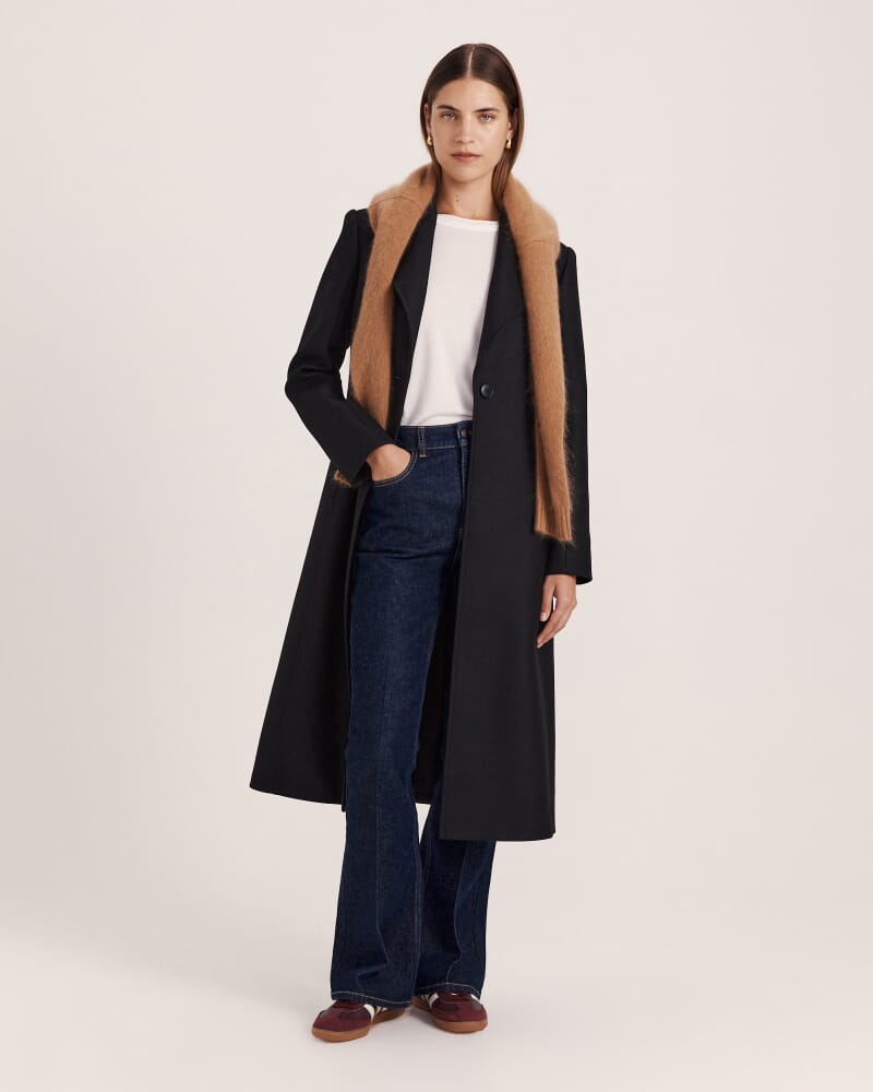 Prudence Wool Long Coat in BLACK