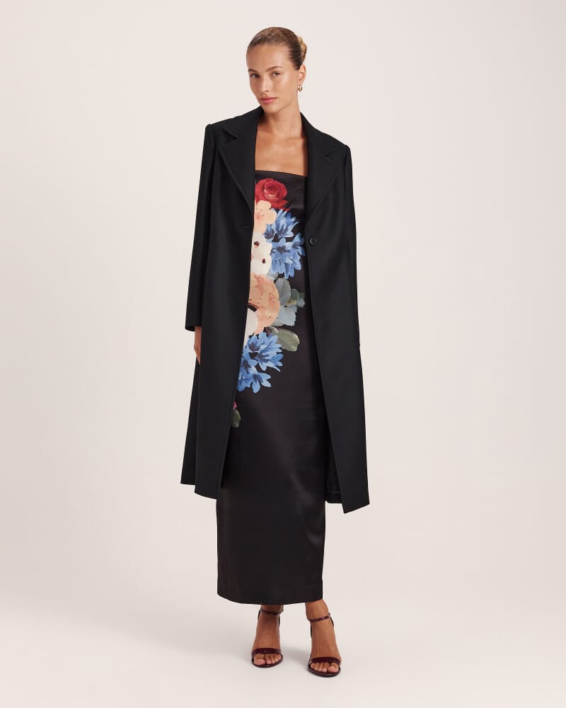 Prudence Wool Long Coat in BLACK