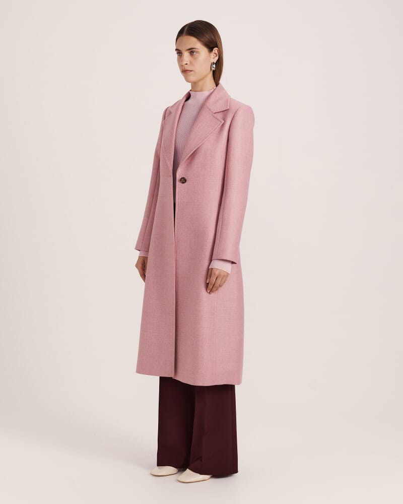 Prudence Wool Long Coat in BLUSH MELANGE