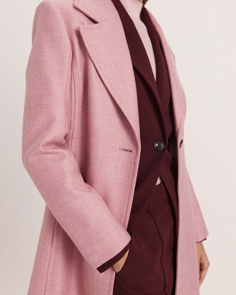 Prudence Wool Long Coat in BLUSH MELANGE