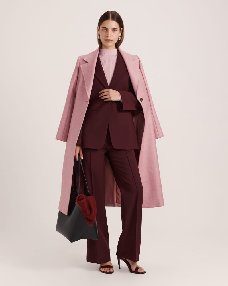 Prudence Wool Long Coat in BLUSH MELANGE