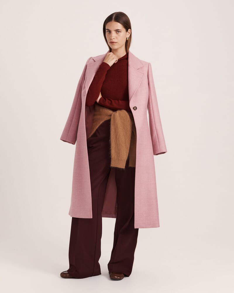 Prudence Wool Long Coat in BLUSH MELANGE