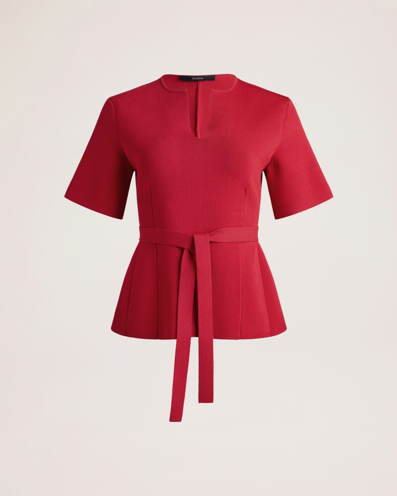 Mia Milano Belted Top in RUBY