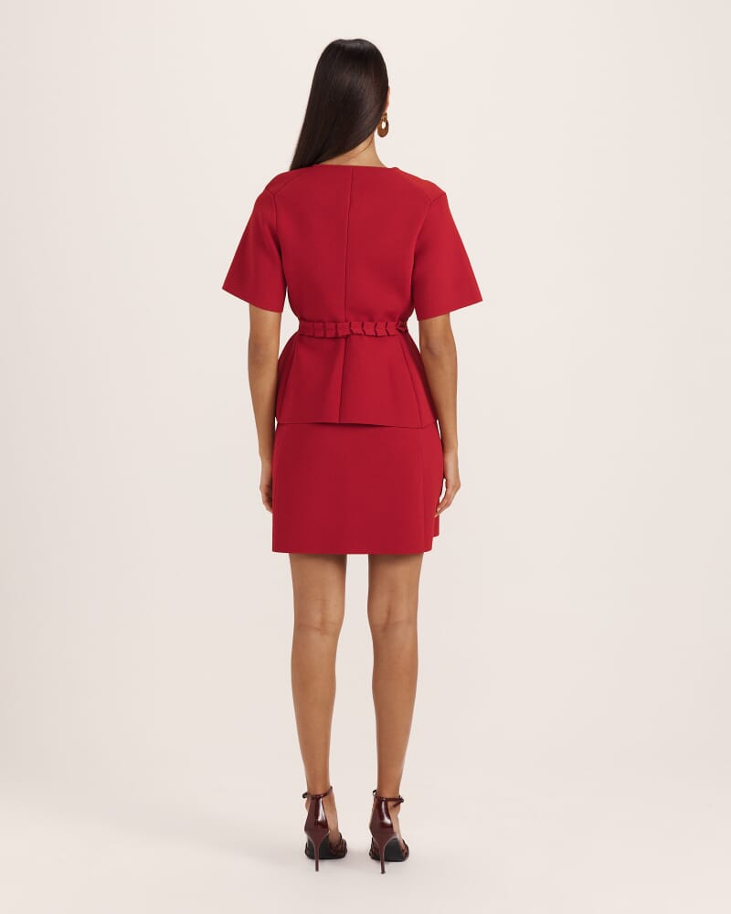 Mia Milano Belted Top in RUBY