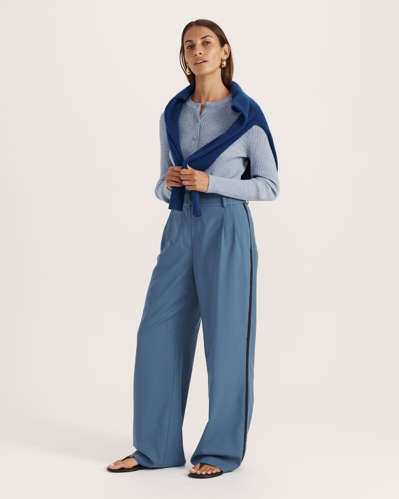 Nora Wool Cashmere Crew Knit in COBALT