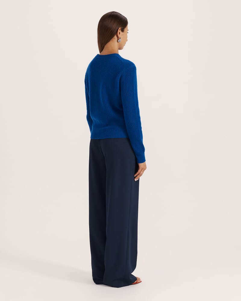 Nora Wool Cashmere Crew Knit in COBALT