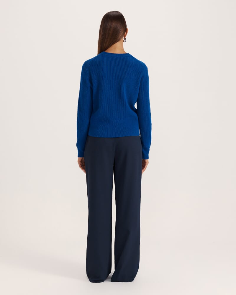 Nora Wool Cashmere Crew Knit in COBALT