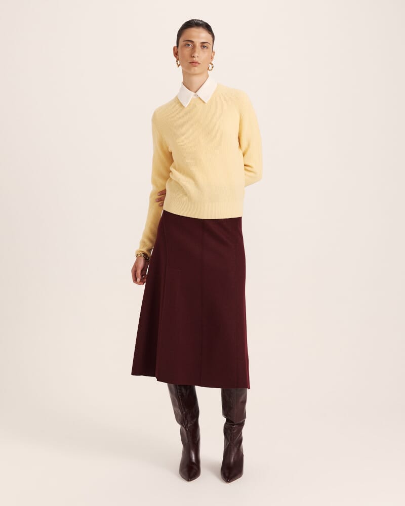 Nora Wool Cashmere Crew Knit in DAFFODIL